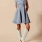 Trendsi - So Me A Line Fit And Flare Diamond Bow Ribbon Denim Dres