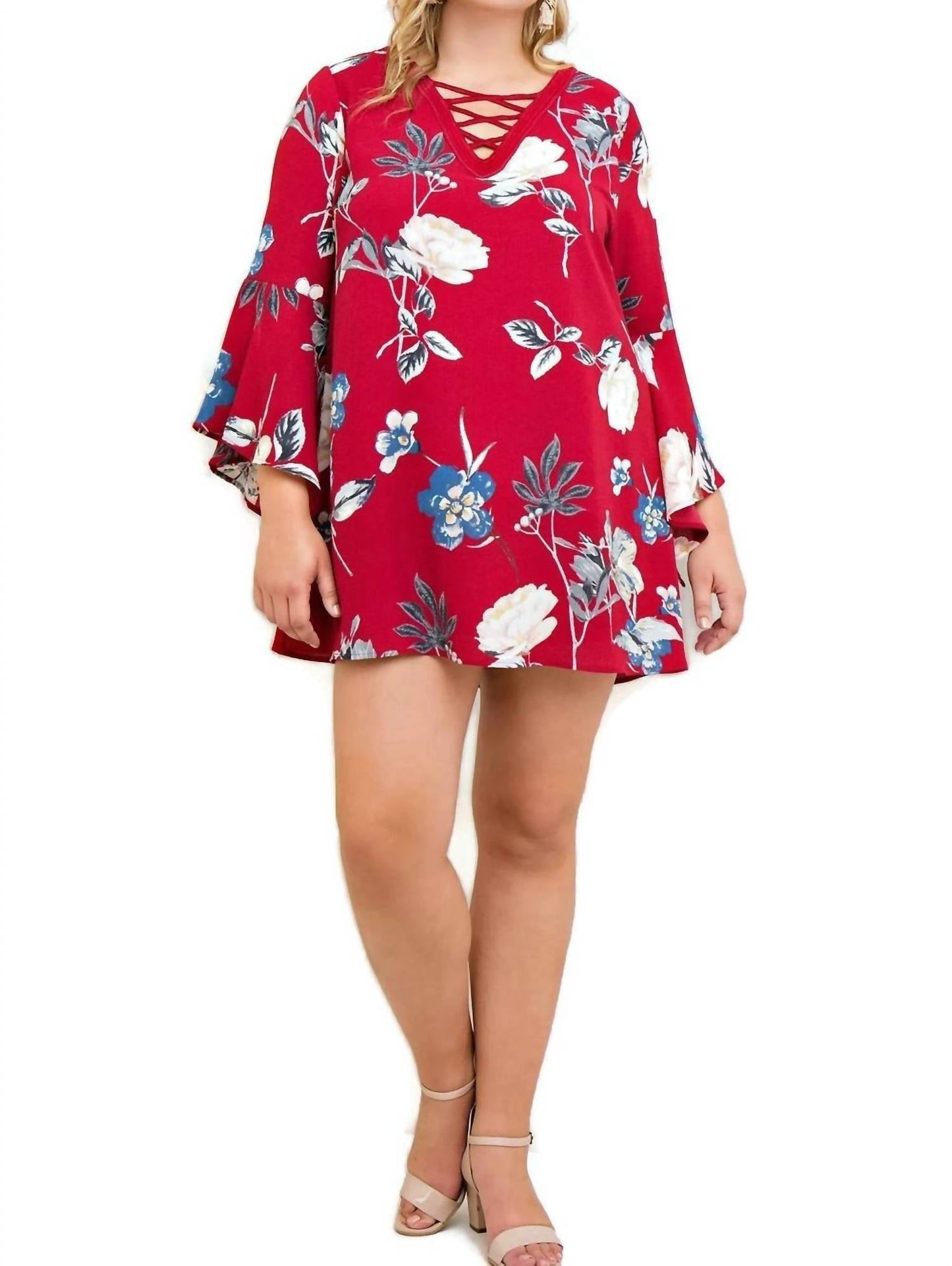 Entro - Floral Bell Sleeve Dress