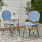 Outdoor Rattan and Aluminum French Armless Bistro Chairs Set - Navy Blue