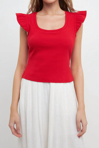 2.7 August Apparel - U-neckline Ribbed Knit Top