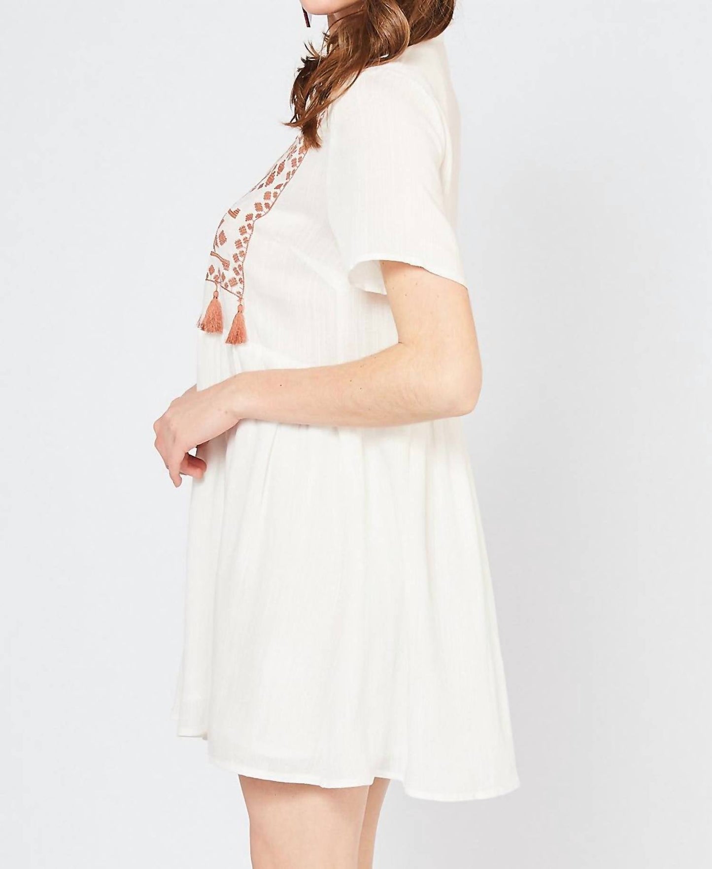 Entro - Embroidered & Tassel Mini Dress