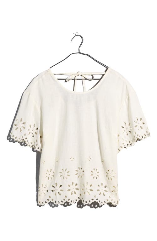 Madewell Floral Eyelet Crop Top in Lighthouse, Size Small