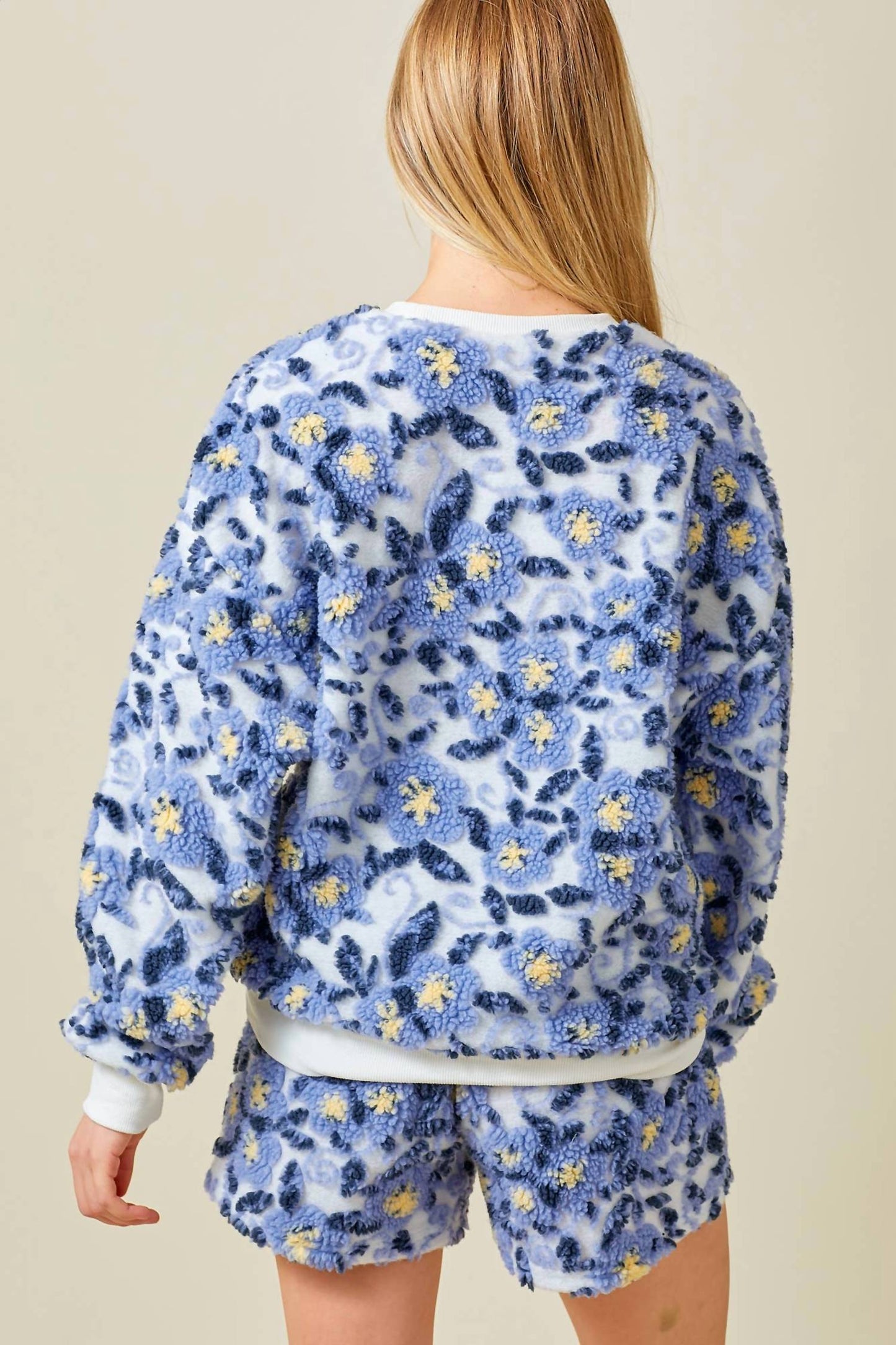 Baevely By Wellmade - Floral Bliss Sherpa Pullover