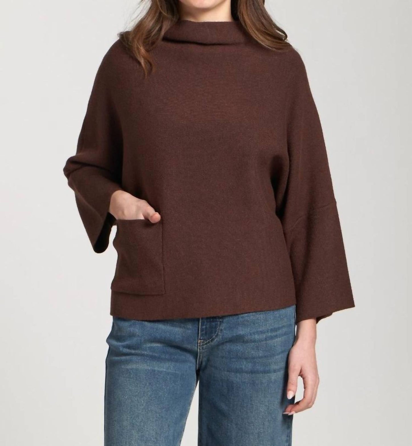 Apny - Funnel Neck Sweater With Patch Pocket