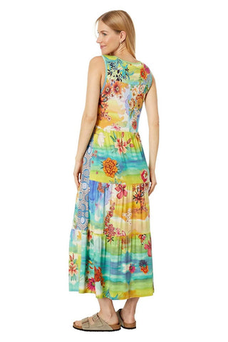 Johnny Was - Tie Dye Sleeveless Tiered Midi Dress