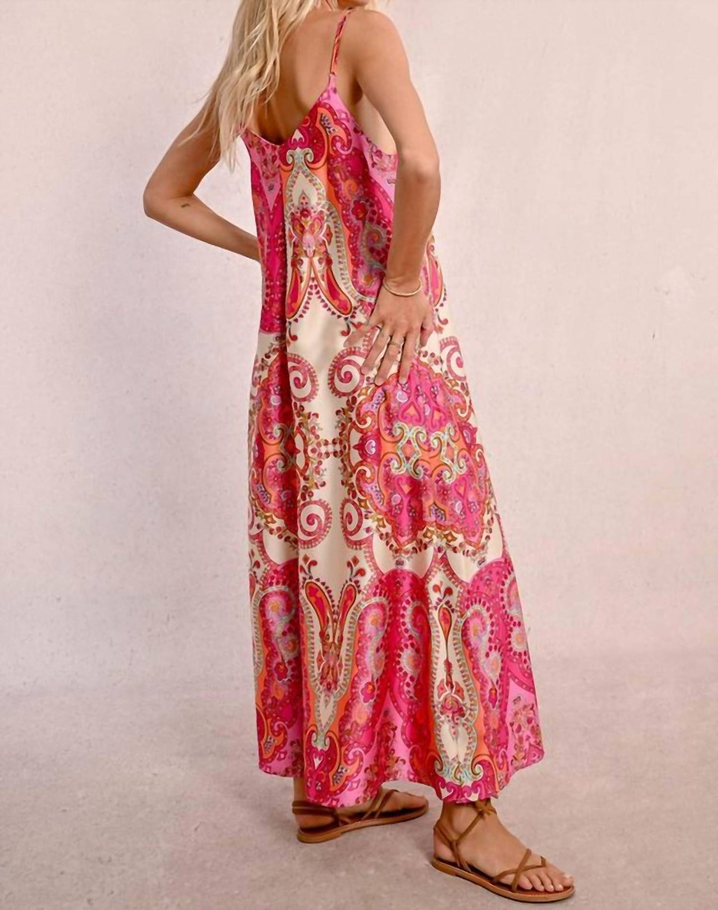 Molly Bracken - Scarf Print Satin Maxi Dress