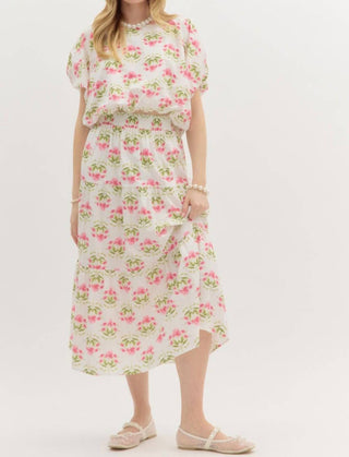 Entro - Floral Tiered Midi Skirt