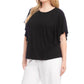 Karen Kane - Flutter Sleeve Crew Neck Top - Plus