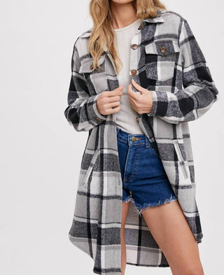 Bluivy - Women's Flannel Plaid Longline Shacket