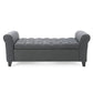 Hayes Contemporary Armed Storage Bench With Rolled Arms And Button Tufting