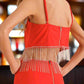 Blue B - Rhinestone Fringe Cut Out Side Open Back Jumpsuit