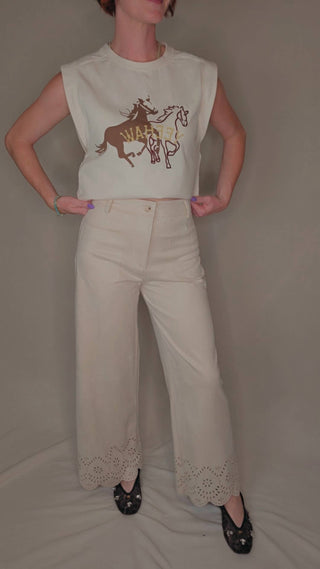 Allie Rose - Suede Laser Cut Wide Leg Pants