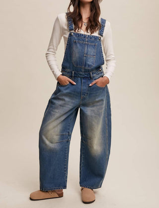 Listicle - Women's Denim Barrel Overalls