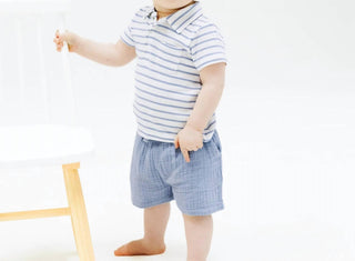 Angel Dear - Boys' French Stripe Polo Shirt And Muslin Short