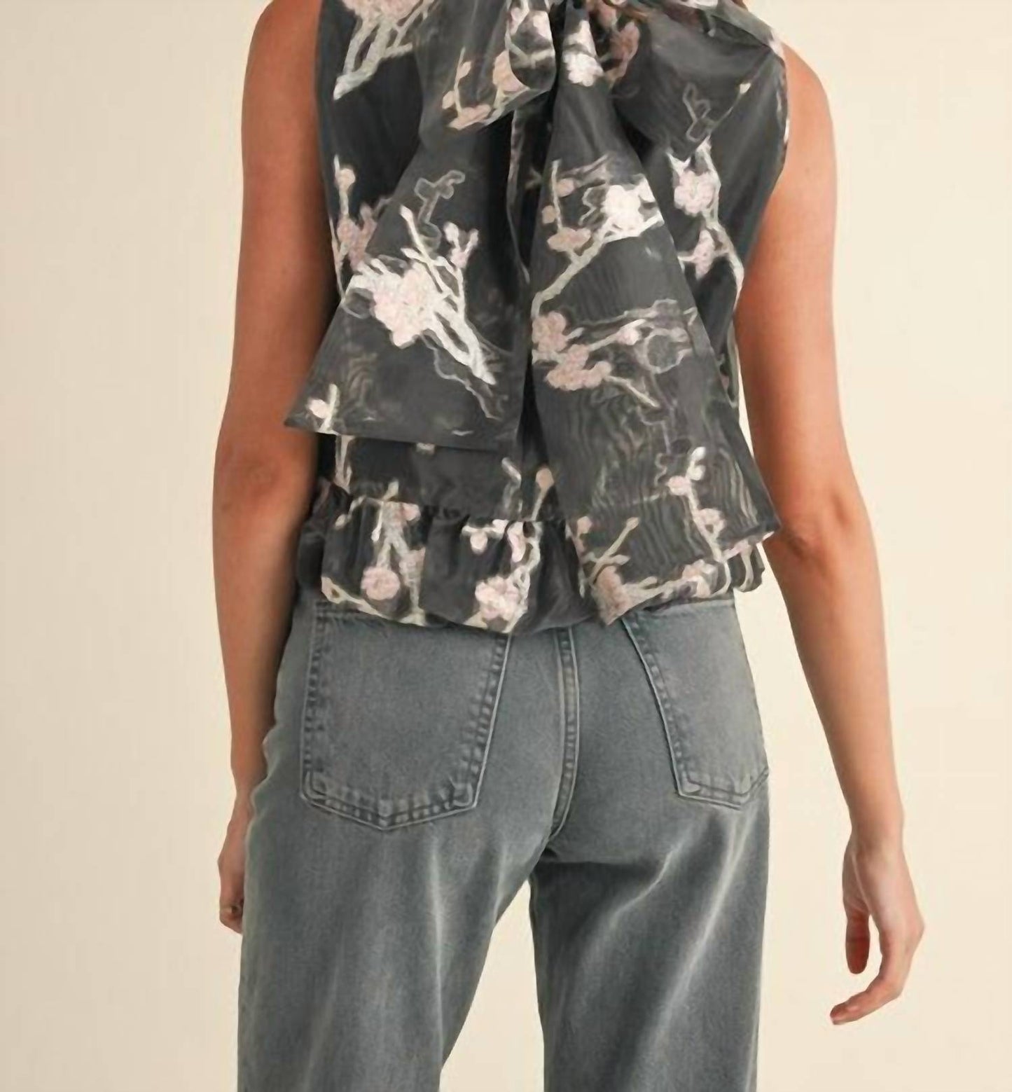 &Merci - Metallic Floral Jacquard Bubble Hem Top