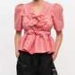 Ganni - Women's Crinkled Taffeta Check Tie Strap Blouse