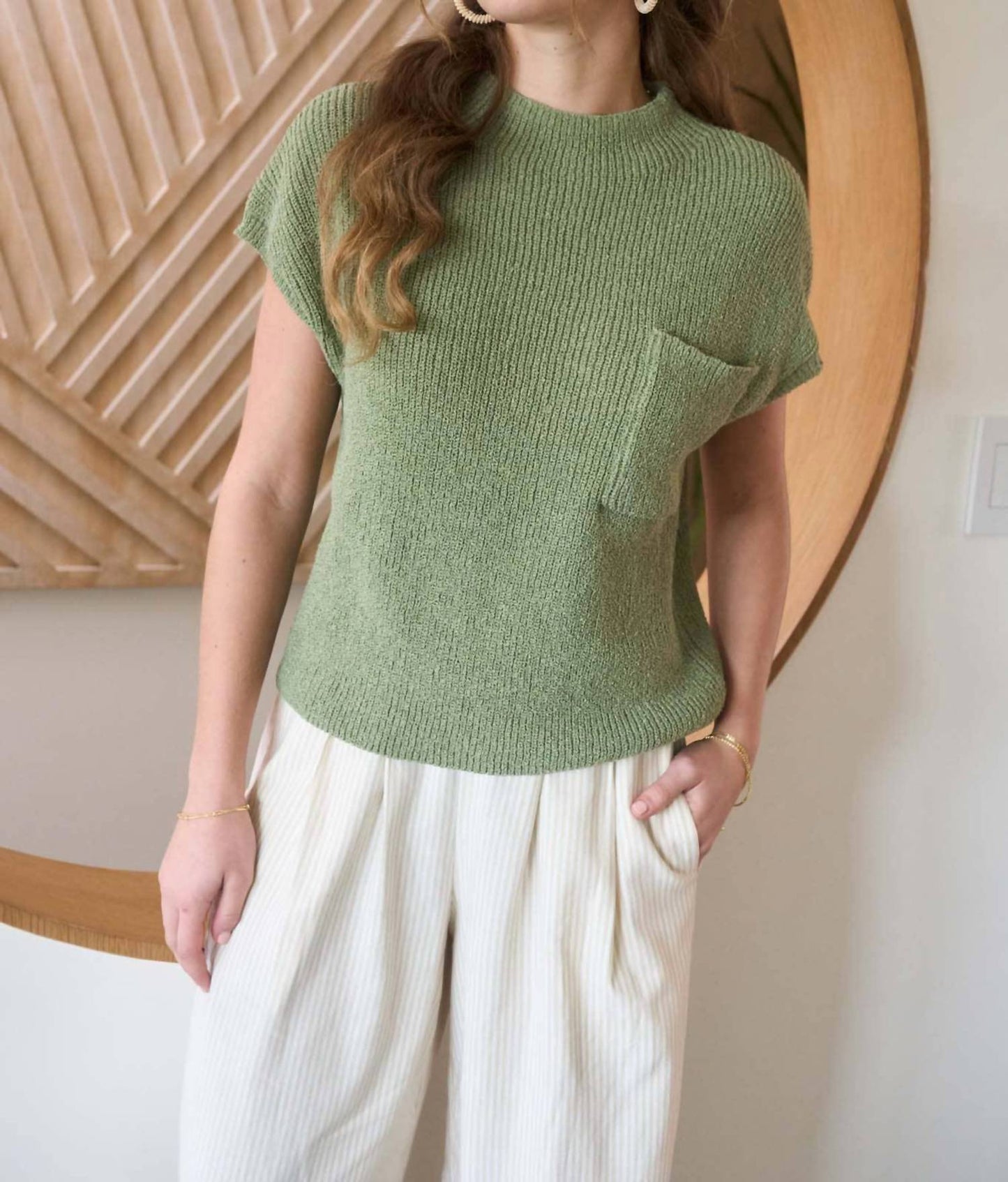 Blu Pepper - Mock Neck Short Sleeve Sweater