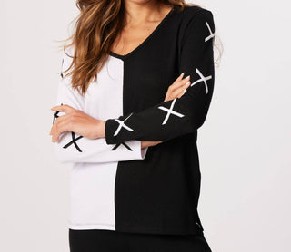 French Kyss - X Sleeve V-neck Top
