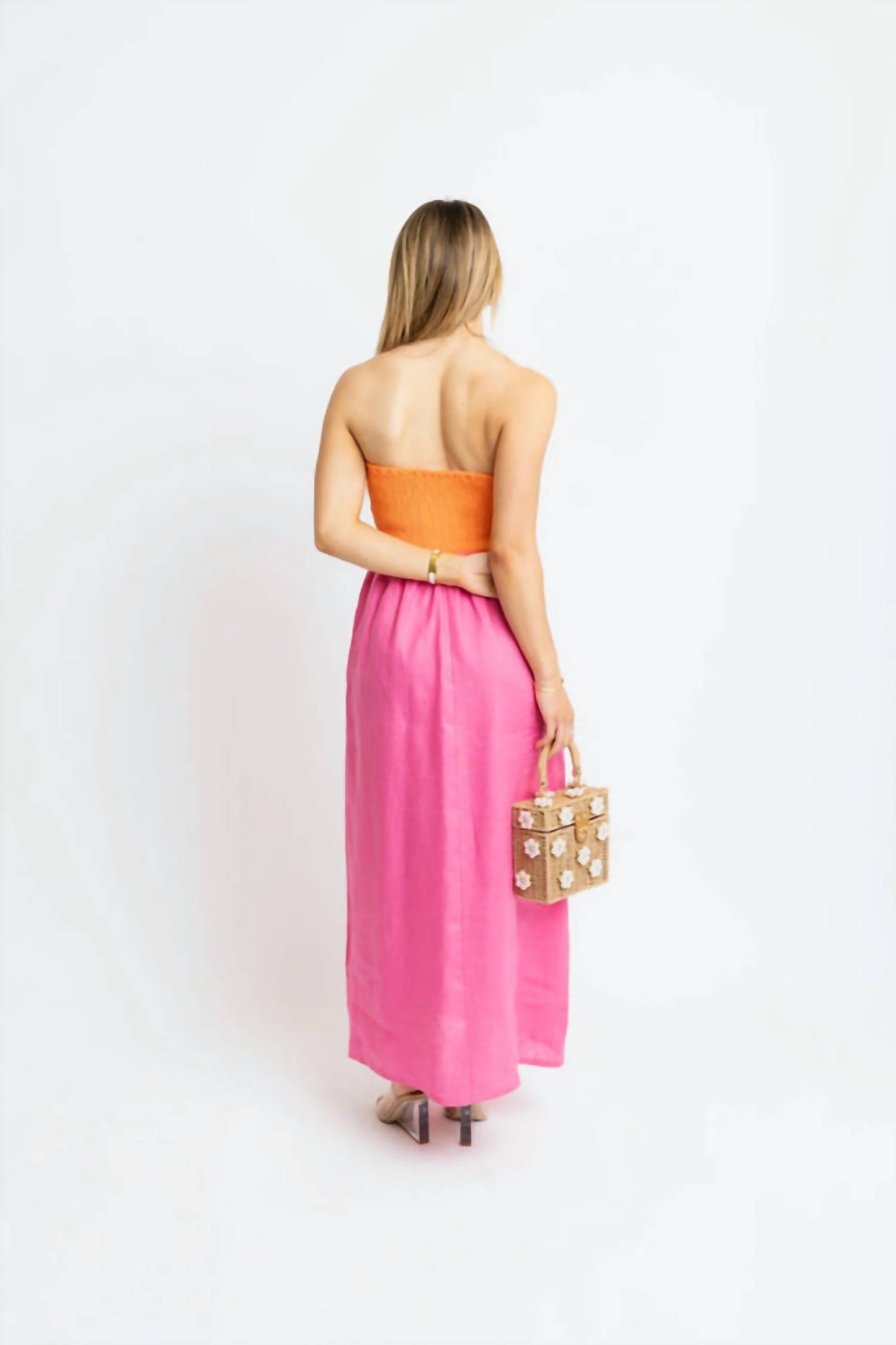 Karlie - Colorblock Linen Bustier Maxi Dress