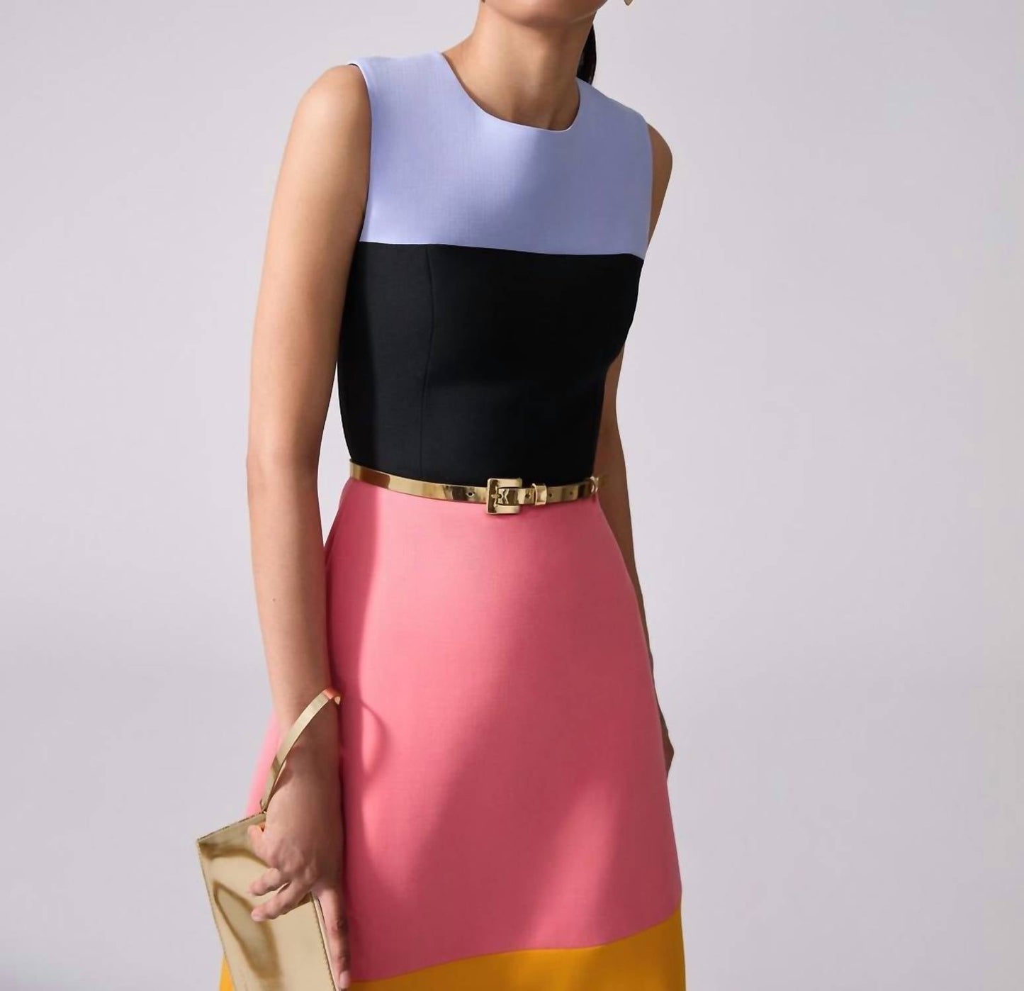 Carolina Herrera - Sleeveless Crewneck Colorblocked Midi Dress