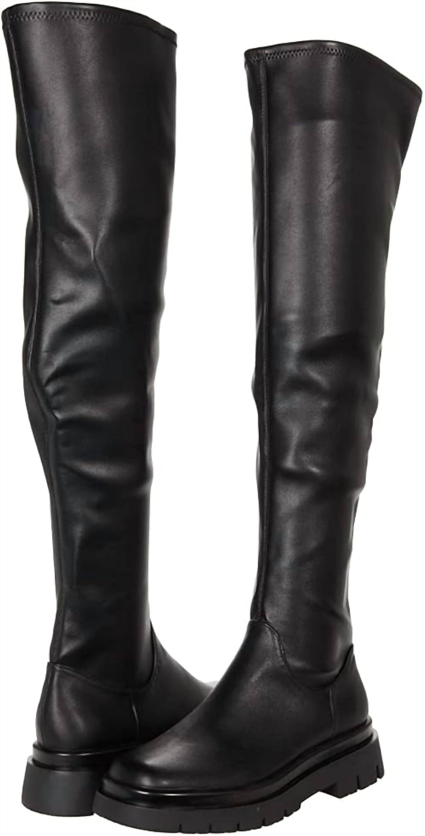Steve Madden - Women's Gibbs Block Heel Rounded Toe Over The Knee Leather Fashion Boots