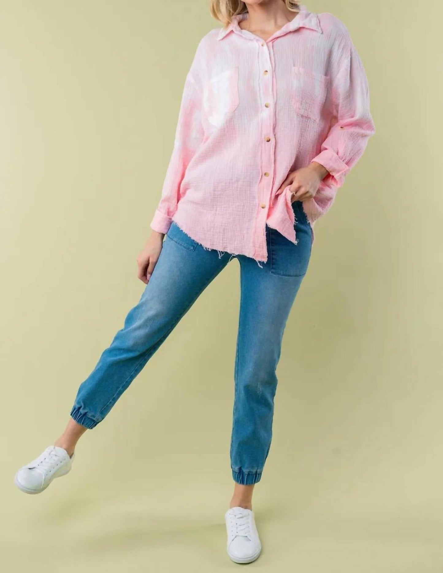 Trendsi - White Birch Full Size Long Sleeve Tie Dye Shirt