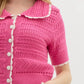 Entro - Solid Pointelle Sweater Knit Top