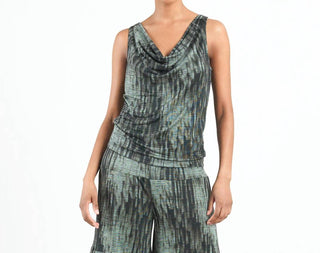 Clara Sunwoo - Crinkle Pleat Knit 2pc Cardigan And Cowl Tank Twinset