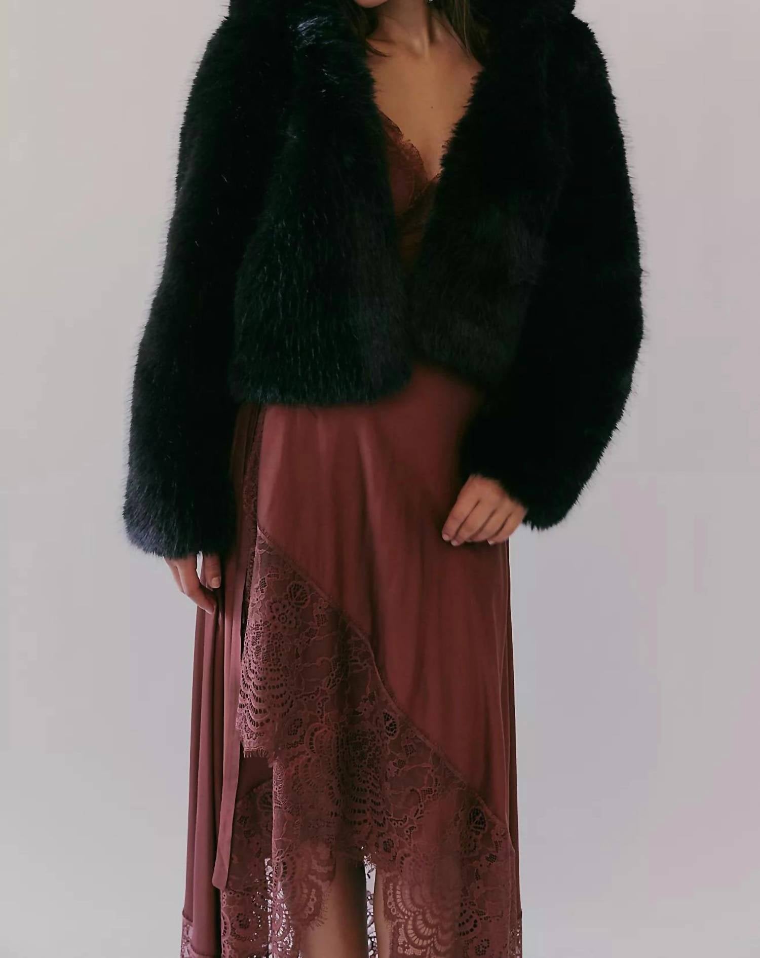 Free People - Louder Please Hooded Faux Fur Jacket