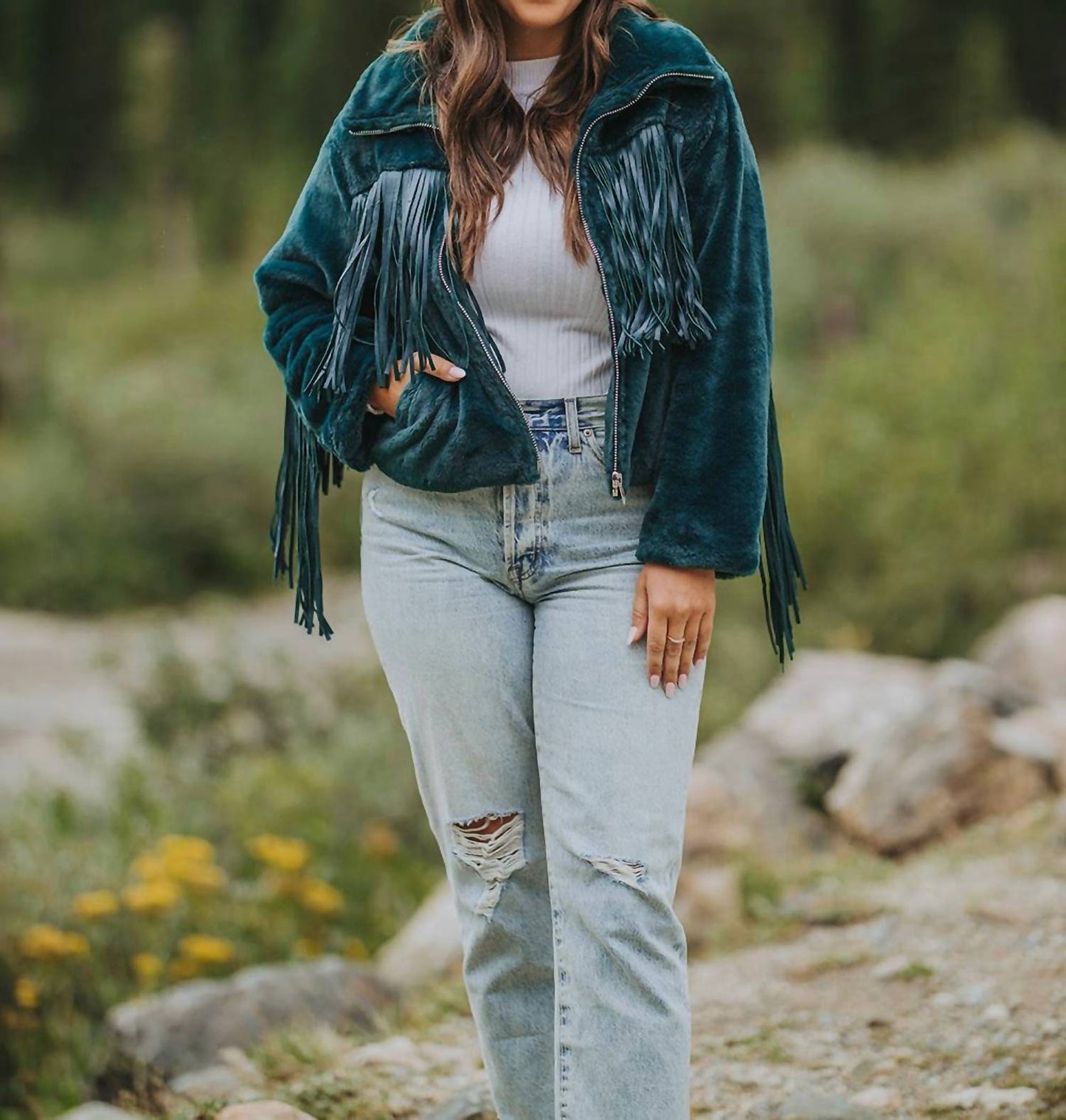 Buddylove - Skylar Fringe Faux Fur Jacket