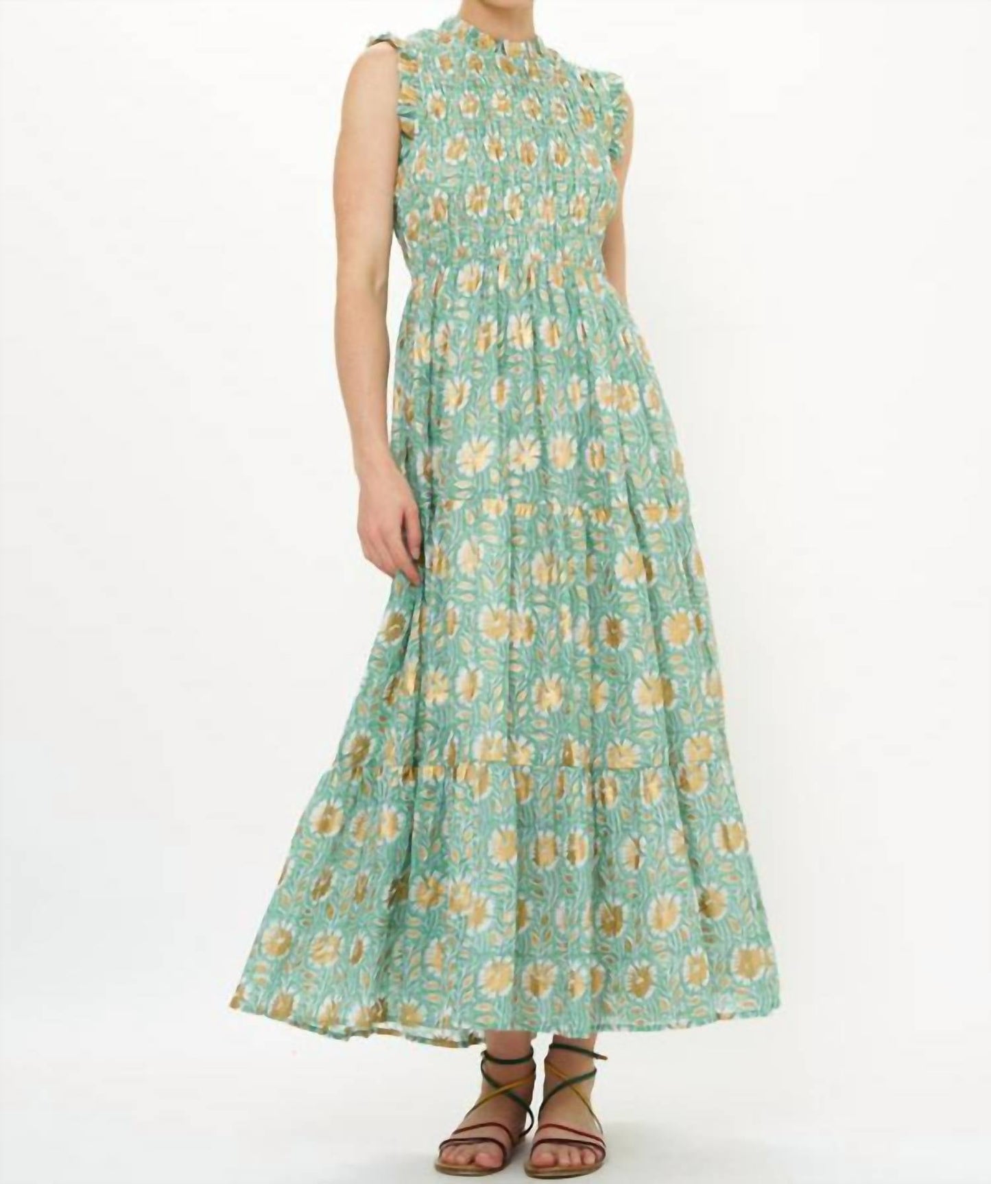 Oliphant - Sleeveless Smocked Maxi Dress