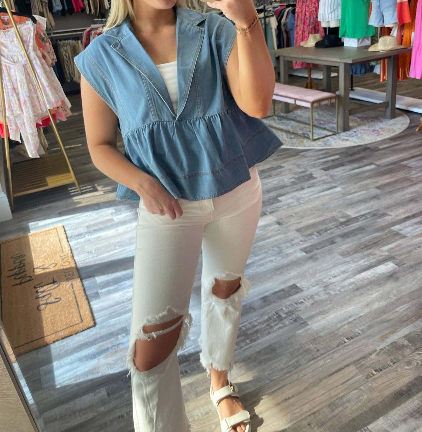 &Merci - Denim Babydoll Top
