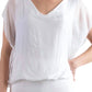 Gigi Moda - V-neck Flutter Sleeve Top