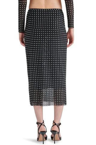 Steve Madden - Emi Embellished Rhinestone Mesh Midi Skirt