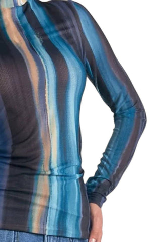 Elan - Oslo Print Sheer Mesh Top