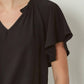 Entro - Ruffled Flutter Sleeve Blouse