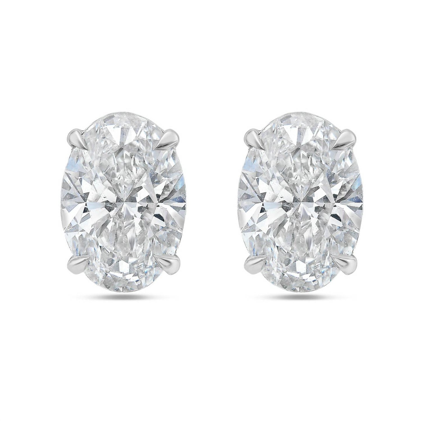 Diana M Jewels - 4.00 Cts Lab Grown Oval Cut Stud Earrings