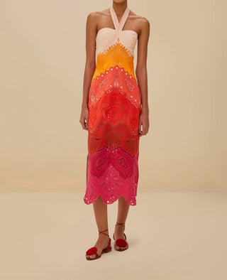 Farm Rio - Summer Gradient Ombre Richelieu Midi Dress