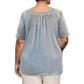 On The Plus Side - Chambray Short Sleeve Pop Over Top - Plus