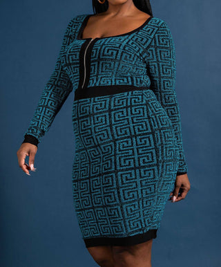 The Curve La - Plus Size Monogram-pattern Zip-up Dress