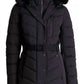 Michael Kors - Scuba Quilted Belted Coat Jacket with Fur Hood