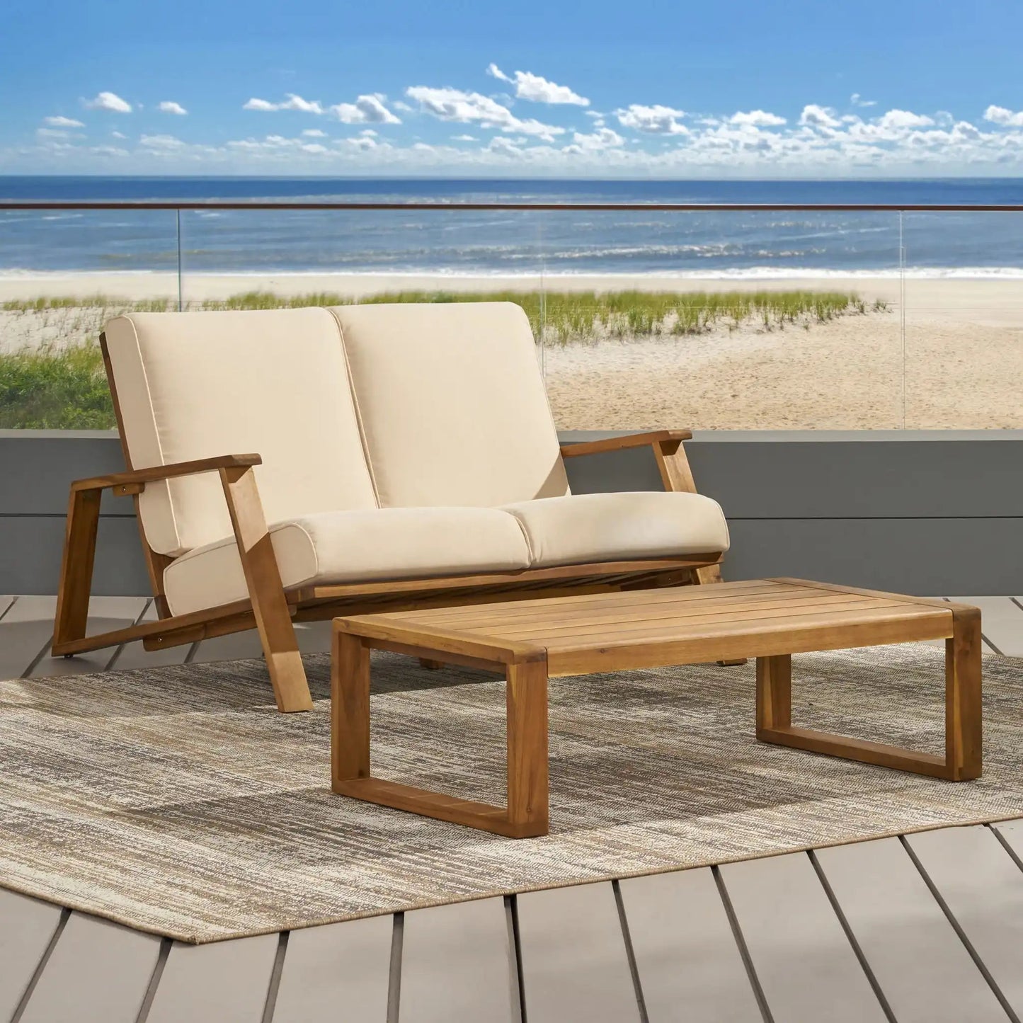 Paloma Contemporary Loveseat and Coffee Table Set