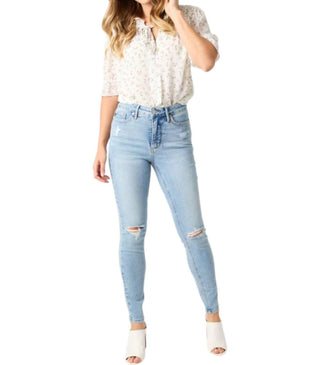 Judy Blue - Mid Rise Tummy Control Destroy Skinny Jeans