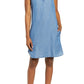 Chambray Shift Dress in Medium Blue