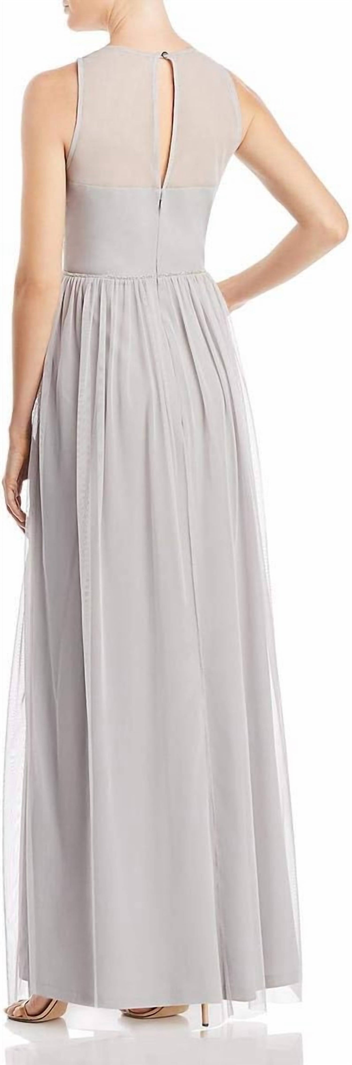 Adrianna Papell - Illusion Ruched Embroidered Mesh Gown