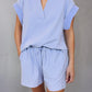 La Society - Stripe Dolman Sleeve Polo Shirt And Drawstring Shorts Set