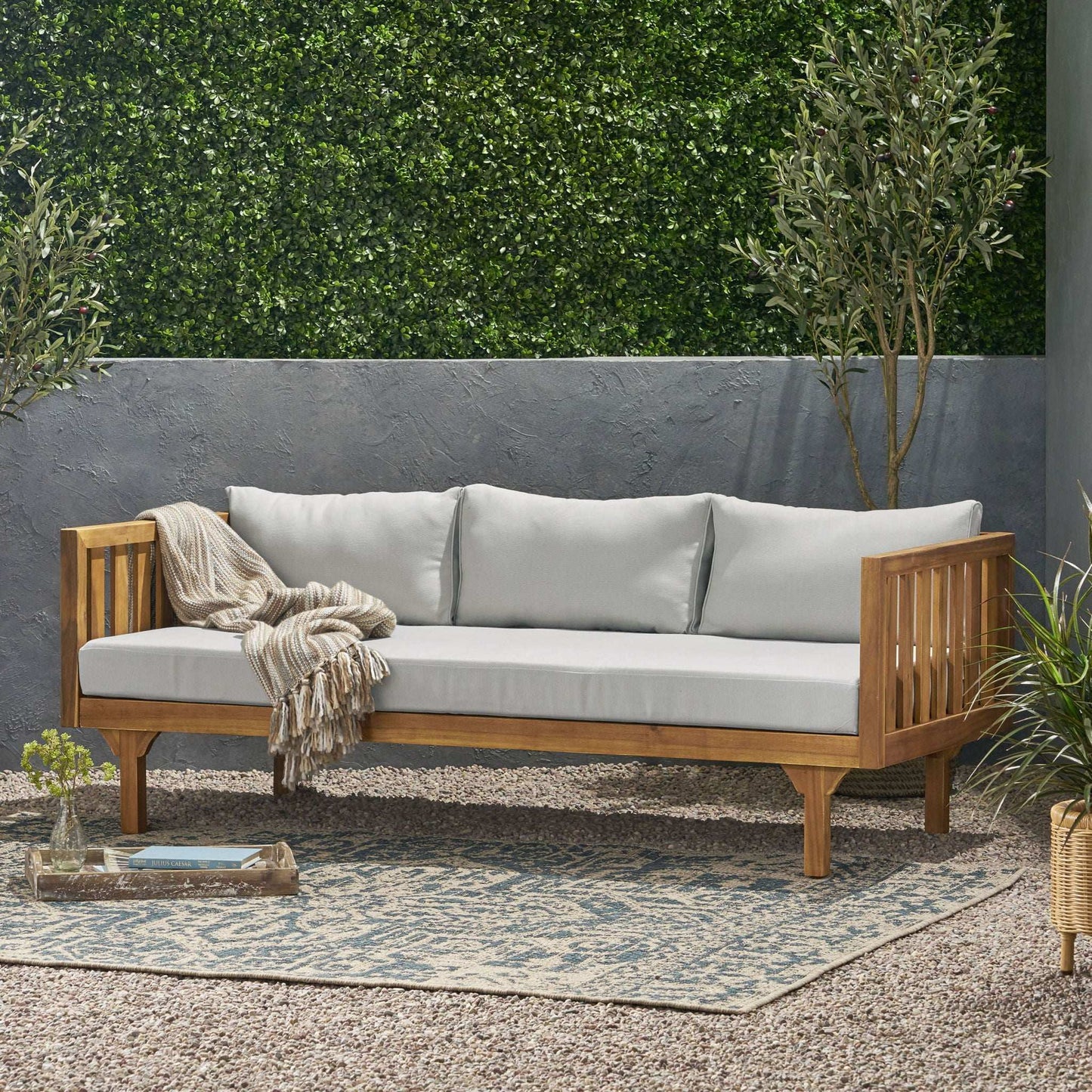 Claremont 3 Seater Daybed Teak Acacia Wood Water Resistant Cushions