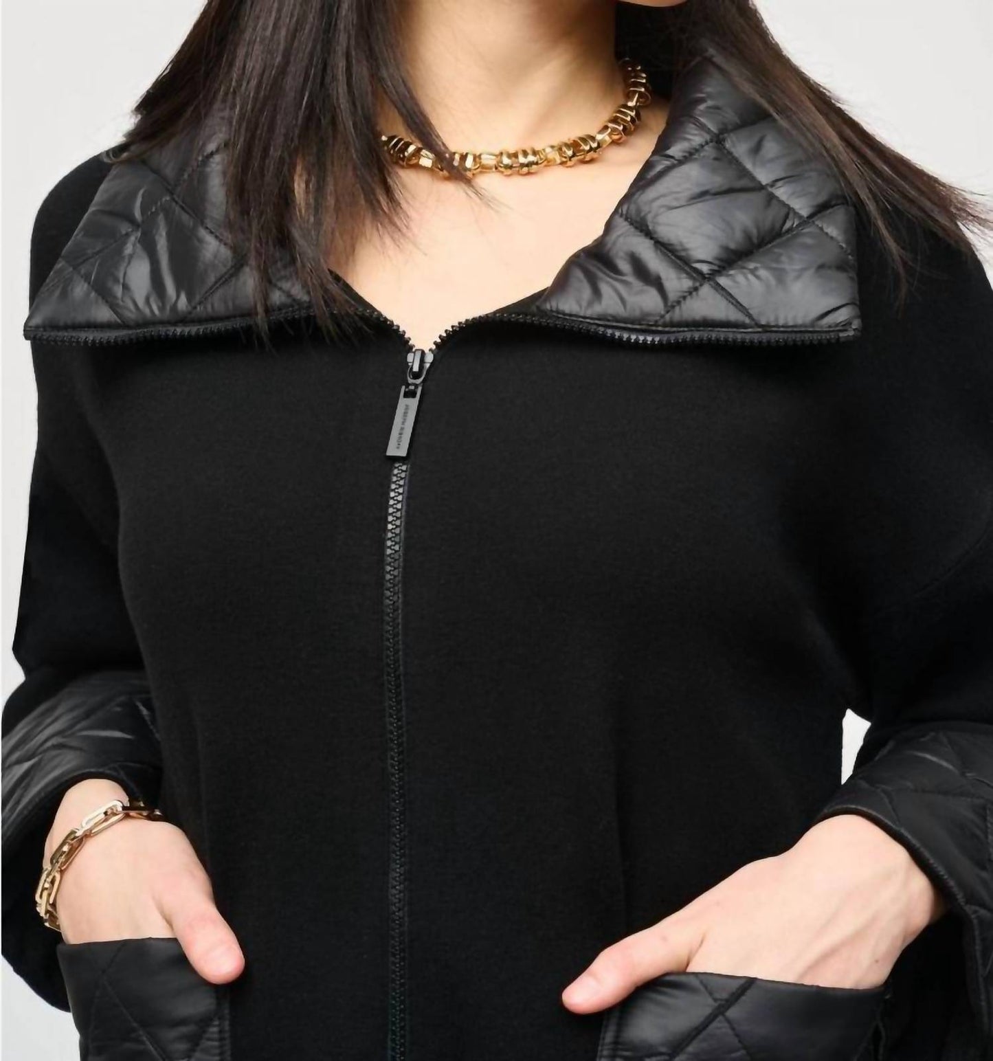 Joseph Ribkoff - Quilted Zip Front Knit Jacket