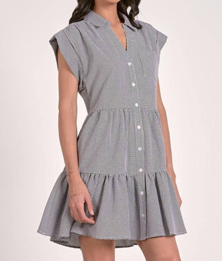 Elan - Cap Sleeve Button Down Mini Dress