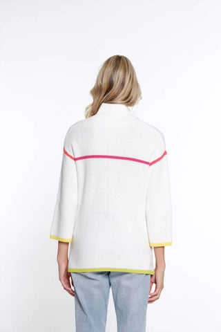Multiples - 3/4 Sleeve Drop Shoulder Collared Sweater
